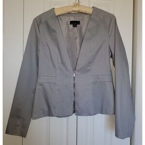 Confident Blazer Gray Minimalist Capsule Lined Size 8 Professional Office Work